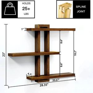Modern Minimalist Wooden Wall <b>Shelves</b> 3 Tier Solid Wood Storage <b>Rack</b> For Living Room - Product Image 3