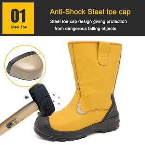 Bottes de sécurité jaunes en cuir correcteur antidérapantes, anti-perforation, avec embout en acier, sans lacets, pour l'industrie sidérurgique et la soudure, pour hommes - Product Image 5