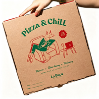 Boîte à pizza en carton ondulé kraft personnalisée, boîte alimentaire jetable pour les pizzerias, livraison à emporter, vente en gros