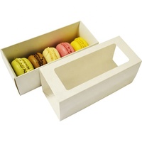 Boîte d'emballage de macaron blanc à impression personnalisée fenêtre transparente glisser sur boîte à bonbons blanche pour pâtisserie