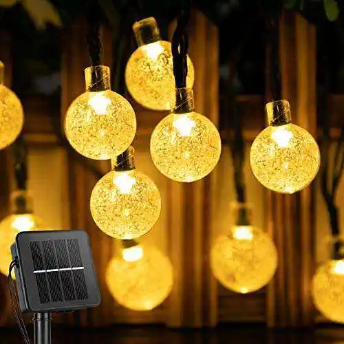 Solar String Outdoor 60 Led 35.6 Voeten Crystal Globe 8 Verlichtingsmodi Waterdichte Terrasverlichting Op Zonne-Energie