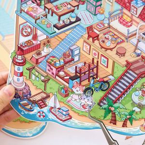 3 hojas de pegatinas de almacenamiento de paisajes por paquete <span class=keywords><strong>Serie</strong></span> de vida de fantasía Pegatinas de cuaderno apilables visuales en miniatura - Product Image 3