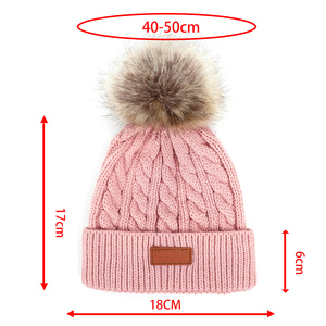 Mũ len mùa đông cho bé, chất liệu da tùy chỉnh, hai mảnh, có pompom tháo rời - Product Image 4