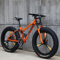 Vélo de montagne à suspension intégrale à prix avantageux, 26 pouces, 21 vitesses, double frein à disque, fourche à suspension intégrale, pneus gras 4.0, pour adultes