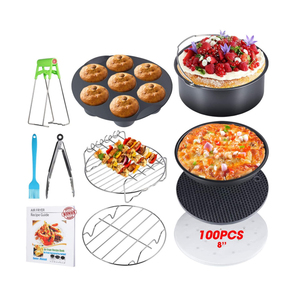 12 pièces 7 8 pouces carré gâteau pizza moule silicone tapis pan <span class=keywords><strong>air</strong></span> friteuse accessoire kit avec <span class=keywords><strong>livre</strong></span> de <span class=keywords><strong>cuisine</strong></span> sans BPA oeuf morsure moule - Product Image 2