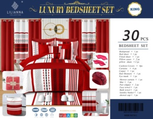 Colección LILIANNA al por Mayor: Juego de Sábanas con Edredón, Colcha y Cortinas a Juego para Baño, Tamaño King - Product Image 2