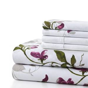 핫 세일 핑크 빛 꽃 패턴 인쇄 닦았 마이크로 화이버 침대 시트 세트 4 베갯잇 - Product Image 1