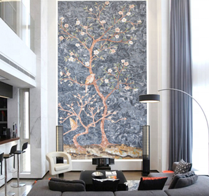 2024 bán buôn moden Cây và Chim mô hình nghệ thuật hình ảnh tường ý tưởng trang trí thủy tinh khảm bức tranh tường mô hình gạch - Product Image 2