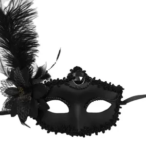 Venice adult masquerade princess mask, female half face sex party sexy ostrich feather mask