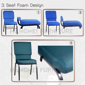 Sillas de iglesia apilables de metal resistente al por mayor, económicas, con reposabrazos. - Product Image 4