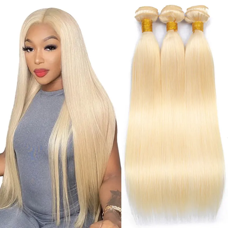 Wholesale 613 Blonde Hair Bundles 10A Grade Double Drawn Brazilian Straight Mink Raw Virgin Human Hair Extension