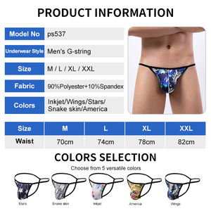 Sous-vêtements sexy pour hommes, style sauvage, pour hommes gays, nouvelle collection, G-string, boxers, style bikini d'été, 90% polyester 10% élasthanne, tongs - Product Image 3