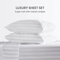 Tissu de drap de lit en satin 100% coton à rayures blanches pour hôtel, rayures de 1 cm/3 cm, léger et respirant, draps de lit écologiques