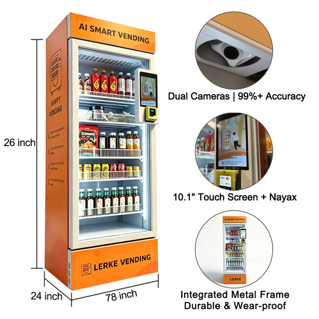 Snacks Soda Cans AI Automatic Vending Machine SDK Cloud-Based Management 10-inch Touch Screen Customizable Covers for School