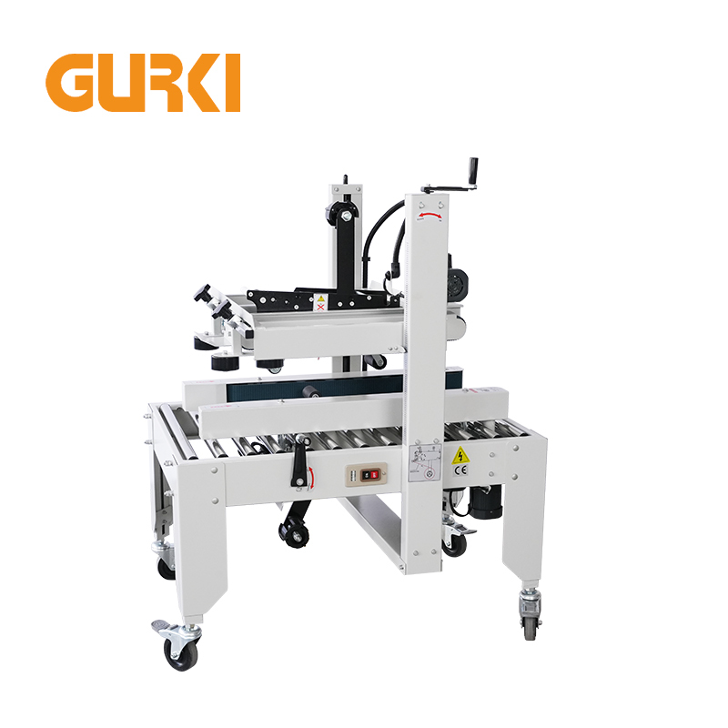 GURKI Semi Automatic Electric Carton Sealer Machine For Long Boxes And Barrels Paper Packaging Top Bottom Driven