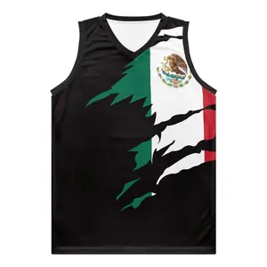 Student Loose Jersey Sports Basketball Casual Wear Mexico Flag Pattern Child Vest Clothes Custom Logo/Name Boys Girls Jerseys
