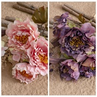 Bouquet de pivoines artificielles, fleurs artificielles nouées à la main, décoration de mariage, décoration d'intérieur, décoration d'automne, fleurs en soie