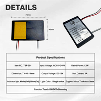 SHINECHIP TSP-001 110V/220V 12W 1A Lámpara LED para Espejo de Baño con Interruptor Táctil y Regulador de Intensidad IP20