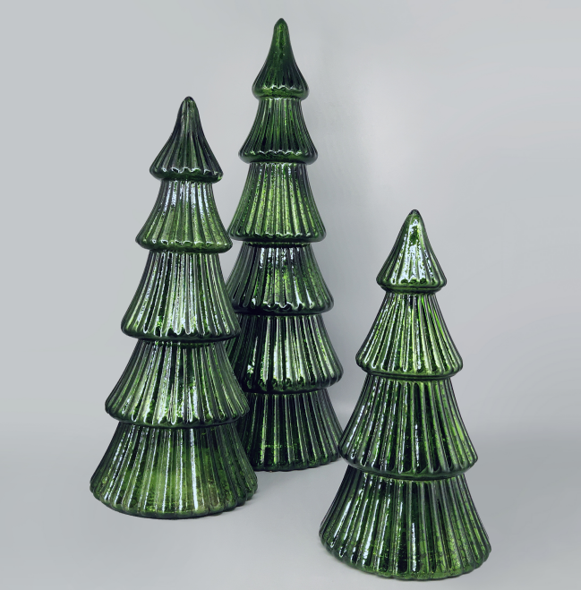Beleuchteter Glas-Weihnachtsbaum, 5 Stücke Glas LED Kleine Heimdekoration,Künstlicher Weihnachtsbaum Mit Lichtern Für Innen- Und Außenbereich Tisch Re-gal Kamin Schlafzimmer Wohnzimmer