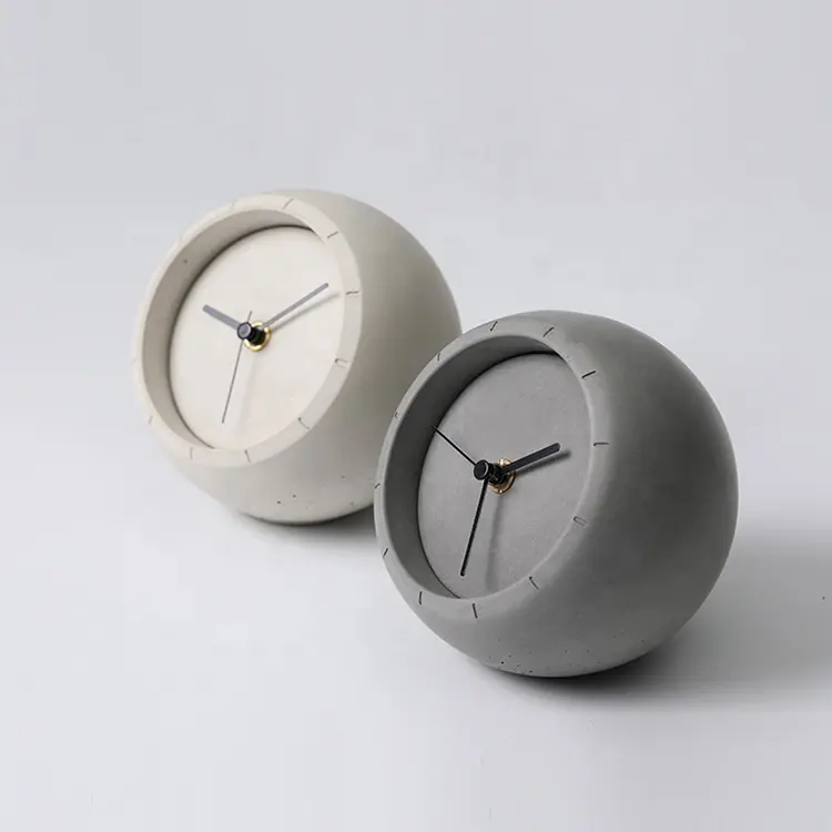 Half Ball Shape Cool Cement Quartz Table Clock Needle Concrete Desk & Table Clocks