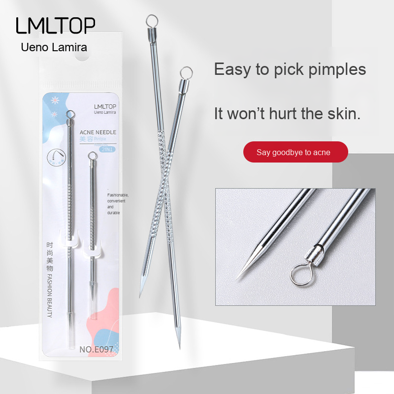 LMLTOP E097 из нержавеющей стали, набор длинных игл для удаления угрей и прыщей для лица и носа, экстрактор для лечения акне