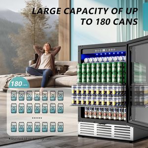 Frigorifero per Bevande EUHOMY da 24 Pollici con Porta in Vetro, Capacità 180 Lattine, Refrigeratore da Incasso per Bibite, Vino e Soda - Product Image 2