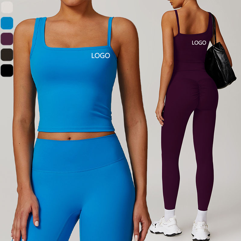 XW-DBX9000 Plus Size Custom Yoga Breathable Lightweight Nylon Spandex Fabric Women Sportswear Sleeveless Shoulder Neck Fitness