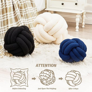 <span class=keywords><strong>Cojines</strong></span> Decorativos Modernos Sherpa, Cojín Redondo de Felpa Suave con Nudo de Bola para Cama, Sofá, Cojín de Bola Anudada - Product Image 3