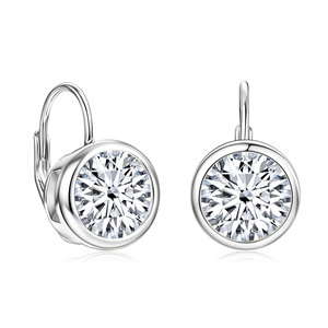 fashion jewelry 14k gold filled Bezel Set Round Cut 1ct 2ct VVS GRA Moissanite <b>ear</b> <b>clips</b> Hoop earrings for Women - Product Image 6