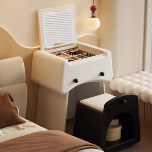 Petite armoire de rangement de 65 cm intégrée à la chambre, mini table de maquillage rabattable, table de chevet - Product Image 2