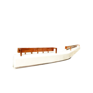 Fiberglass Outdoor Patio <b>Bench</b> With <b>Wood</b> Frame Modern Design For Urban Street Landscape Seating 4 Person Capacity Durable - Product Image 5