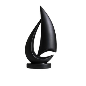 Sculpture de voilier noir de style nordique imprimée en 3D, pièce d'appoint minimaliste abstraite pour le bureau ou la maison - Product Image 5