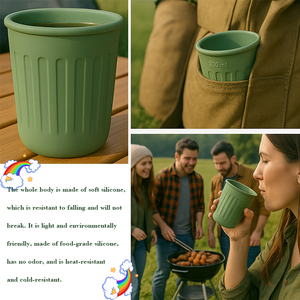 Vaso de Silicona para Exteriores de 300 ml, Libre de BPA, Irrompible, con Logotipo Personalizado, Ecológico, Ideal para Camping, Senderismo, Viajes y Uso Diario - Product Image 5