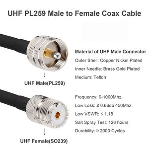 RG58 UHF ذكر ، CB إلى كابل RG58 للذكور ، كابل rgcoax UHF jubper لمحلل هوائي الراديو CB - Product Image 6