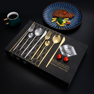 High Quality Polished Cutlery Set 24 Pieces Stainless Steel Fork Spoon Knife Western Style Dishwasher Safe Business <b>Gift</b> - Product Image 3