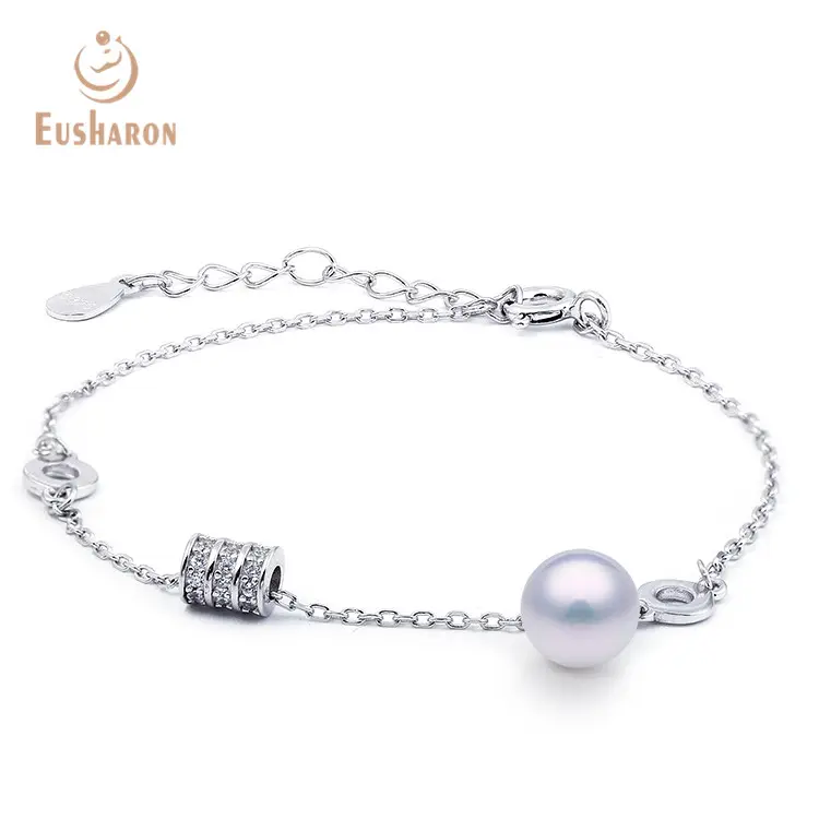 Wheel 925 Sterling Silver Pearl Jewelry Bracelet charm bangle bracelet with pearl