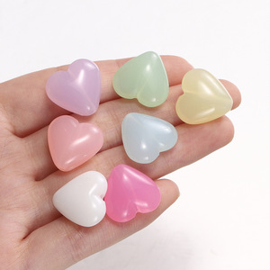 Perles en acrylique en forme de cœur, 12 mm, couleur gelée plate, pour la création de bijoux, accessoires DIY, chaîne de téléphone portable, chaîne de sac - Product Image 2