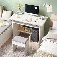 Bureau d'ordinateur en bois, table de bureau à domicile de base, poste de travail, bois de hêtre, PC portable