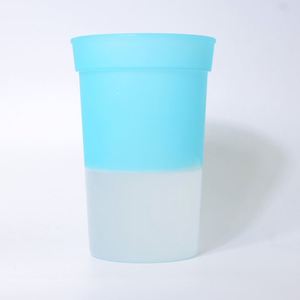 Custom 16Oz Fluted Plastic Stadium <b>Cups</b> With <b>Lid</b> Color Changing for Camping Personalized Outdoor Recreation - Product Image 1