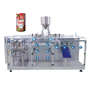 Horizontal Automatic Doypack Pouch With Spout Machine Juice Ketchup Tomato Paste Sauce Jam Liquid Premade Pouch Packing Machine