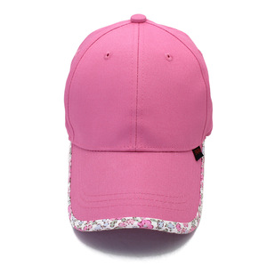 Pink Cotton Baseball Cap With Floral Trim Sunscreen Duckbill Hat For Kids And Adults Unisex Outdoor Wear - Product Image 1