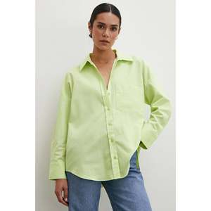 Chemise en popeline H&M à coupe classique, verte, boutonnée, chemisier décontracté pour femmes, à porter tous les jours - Product Image 6