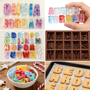 Moule en silicone antiadhésif à démoulage facile, 26 lettres de l'alphabet, pour la fabrication de bonbons, biscuits, chocolats, glaces - Product Image 5