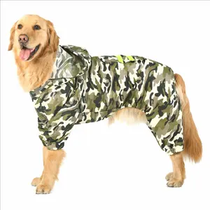Pakaian Hewan Peliharaan Tahan Air Klasik Kualitas Tinggi Jaket Hujan Mantel Hujan Bertudung Anjing untuk Anjing Sedang dan Besar