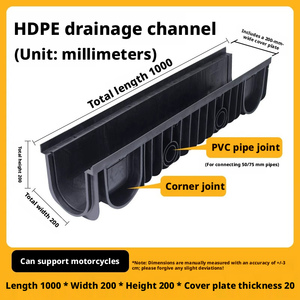 Best-selling, high-quality HDPE drainage channel: 1000 x 200 x 200 mm, suitable for outdoor stormwater drainage - Product Image 2