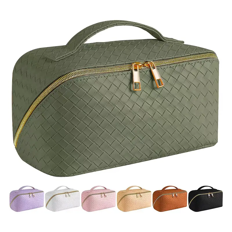 Travel Makeup Bag Large Capacity Cosmetic Bags for Women Waterproof Portable Pouch Open Flat Toiletry Bag Make up Organizer