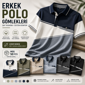 Playeras Polo de Hombre al por Mayor, de Algodón, con Bloques de Color, Bolsillo en el Pecho, Manga Corta, Personalizadas para Golf - Product Image 1