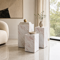 Table d'appoint moderne en onyx rose poli, socle de table, meubles de salon pour villa, appartement, hôtel