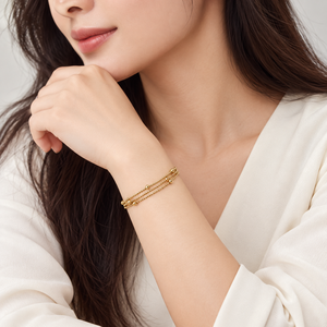 Pulsera de Barra con Detalles en Capas, Chapada en Oro de 14K, 0.3mm, Recubrimiento al Vacío, para Mujer, Modelo SL8223 - Product Image 5