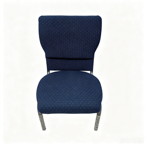 Chaises d'auditorium en tissu bleu rembourrées avec panier à livres en métal, empilables, pour églises, théâtres et banquets - Product Image 5